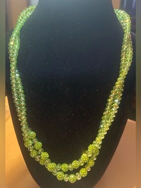 Peridot (per rock identifier) Crystal Beaded Double-Strand Necklace